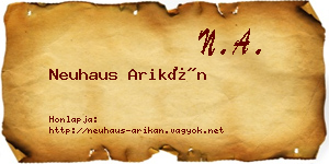 Neuhaus Arikán névjegykártya